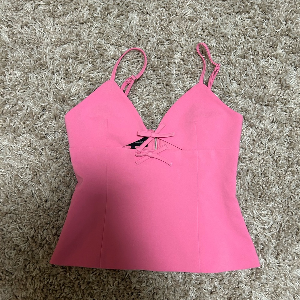 Pink Lace-Up Camisole Top